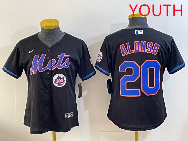 Youth 2025 New York Mets #20 Alonso Black Game Nike MLB Jersey style 6->youth mlb jersey->Youth Jersey